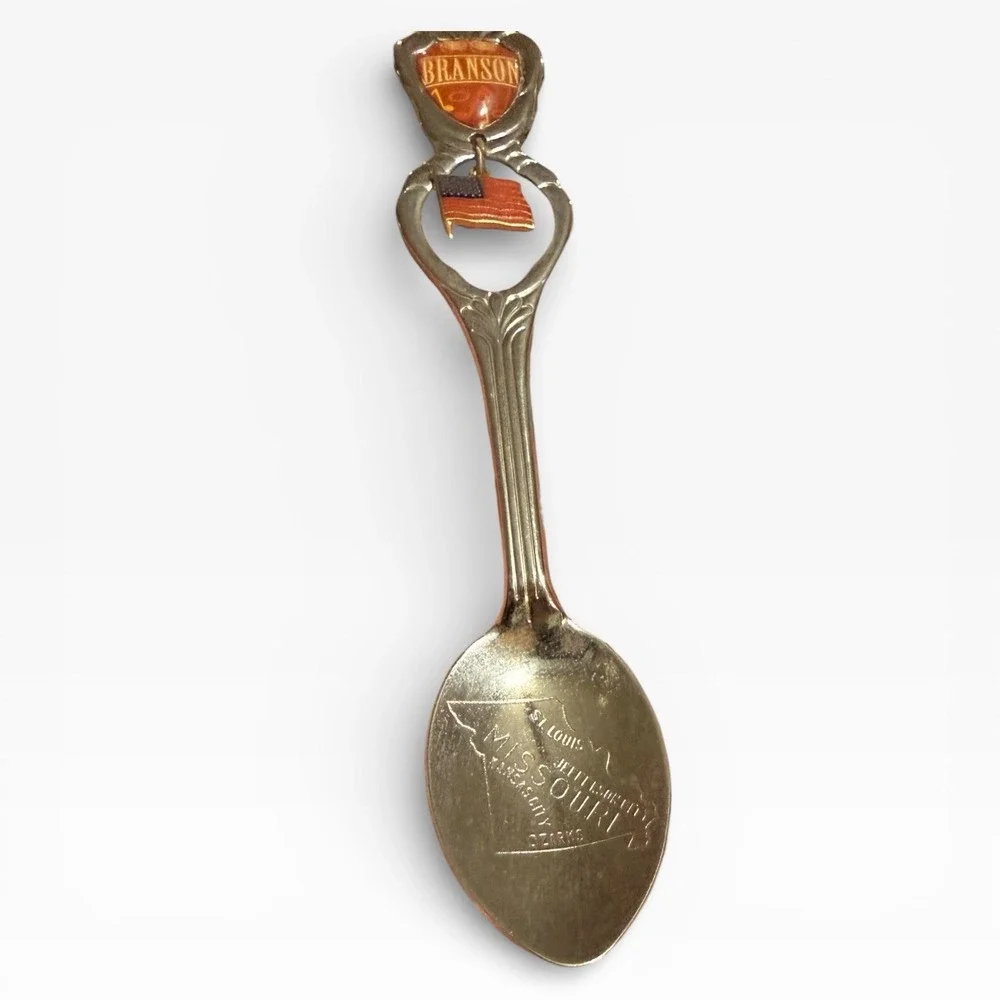 Branson Missouri Souvenir Spoon‎ with American Flag Hanging Charm